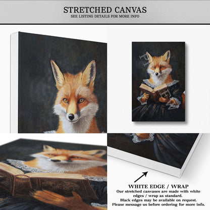 Fox_Reading_Book_Stretched_Canvas_-_Vintage_Panda_Designs