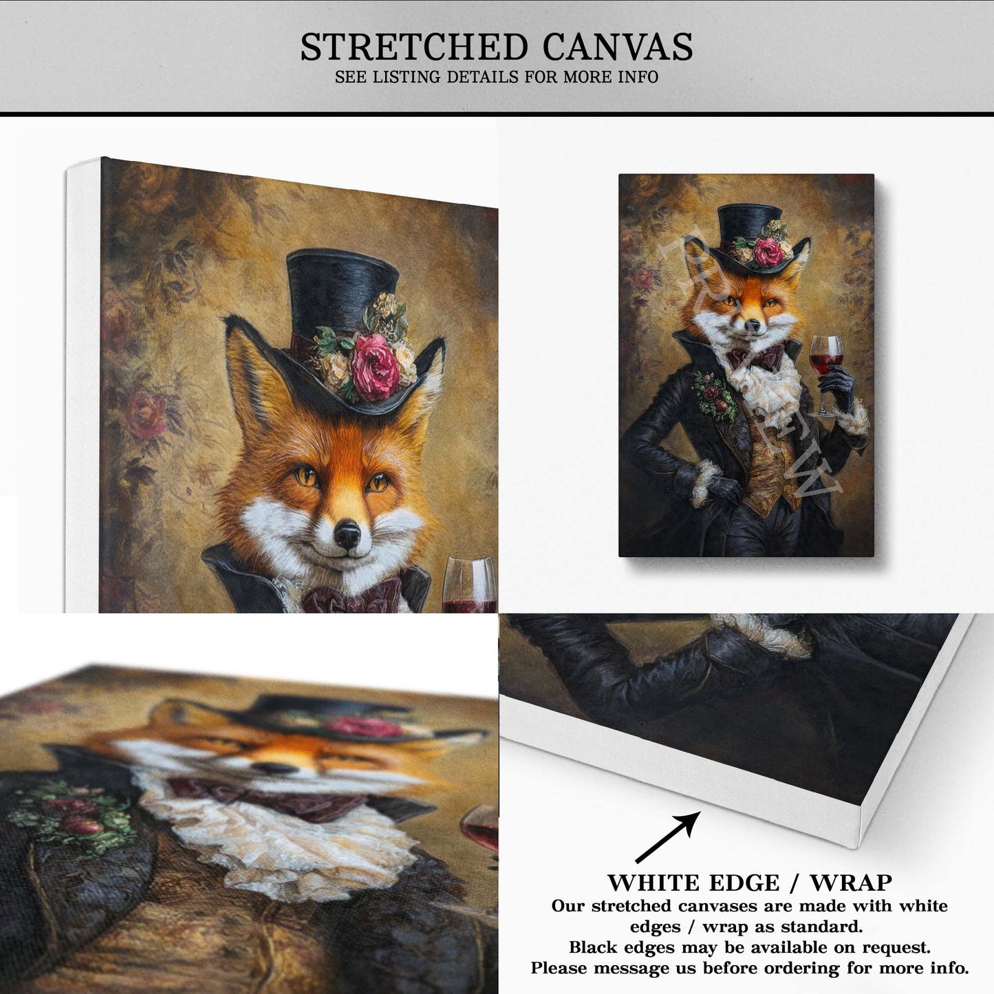 Fox Drinking Wine Wall Art Print