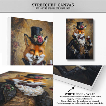 Fox Drinking Wine Wall Art Print