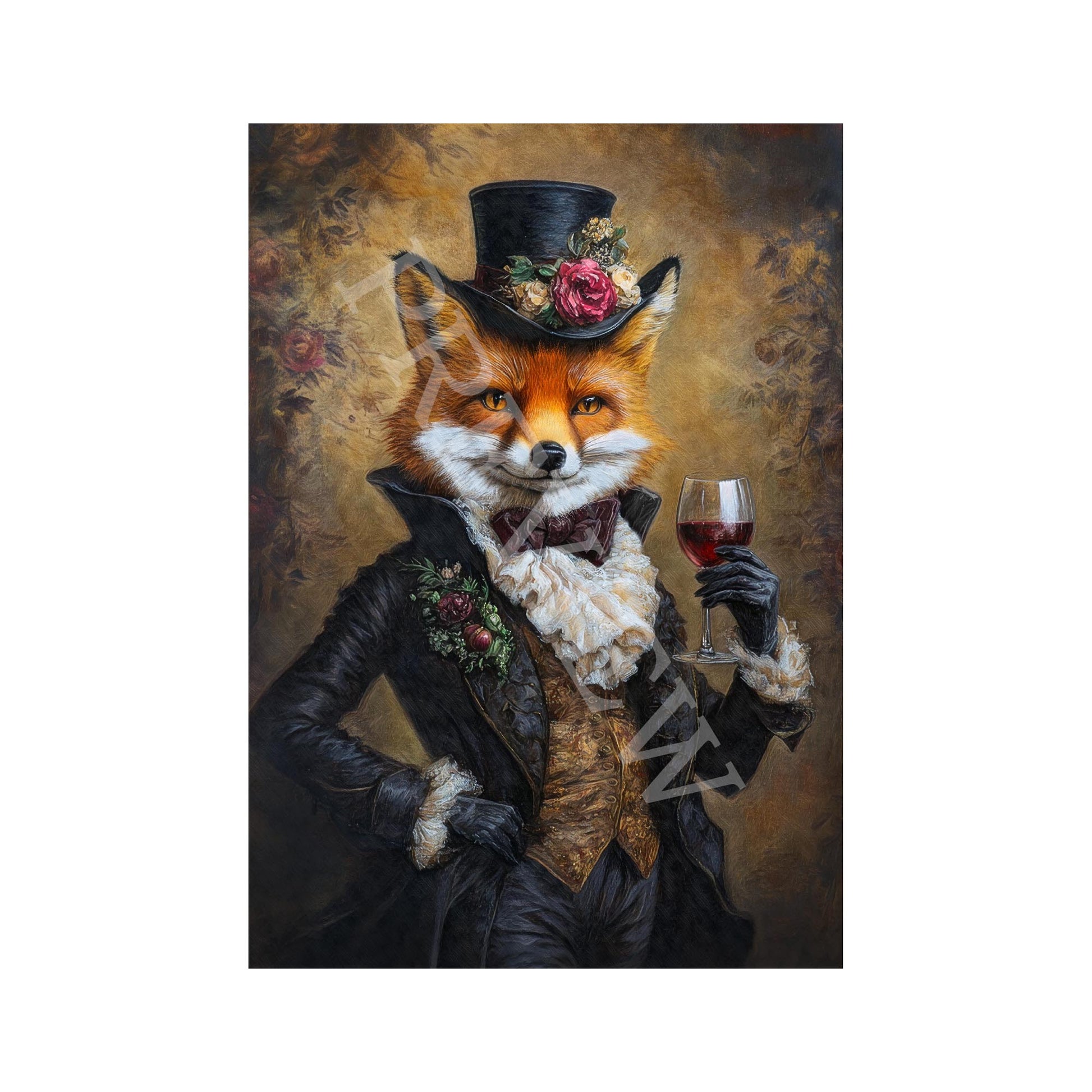 Fox_Red_Wine_Portrait_Print_Only_-_Vintage_Panda_Designs