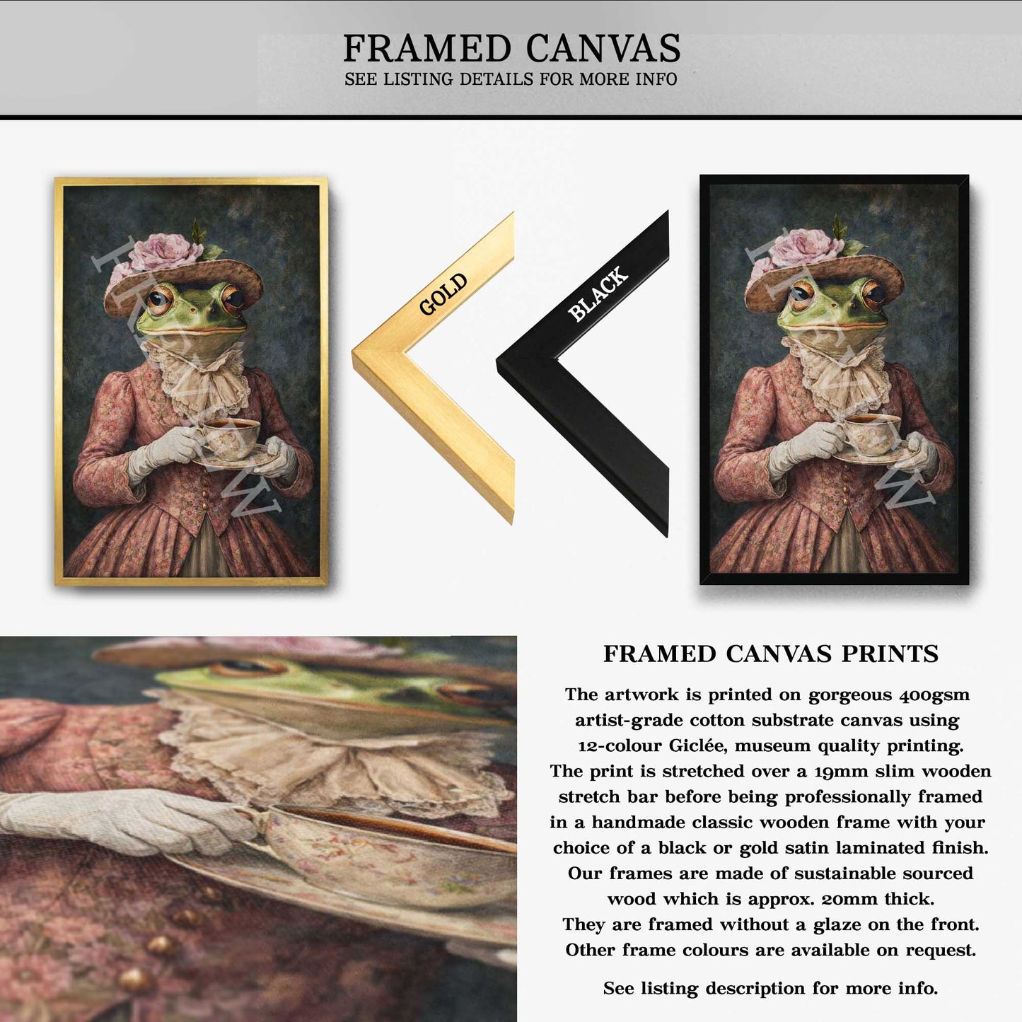 Frog_Lady_with_Tea_Portrait_Framed_Canvas_-_Vintage_Panda_Designs