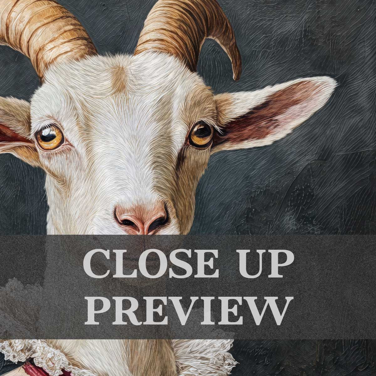 Goat Lady Wall Art Close Up by Vintage Panda Designs