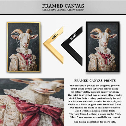 Goat Lady Wall Art Framed Canvas by Vintage Panda Designs