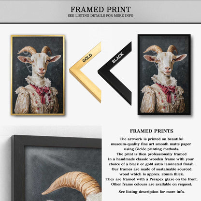 Goat Lady Wall Art Framed Print by Vintage Panda Designs