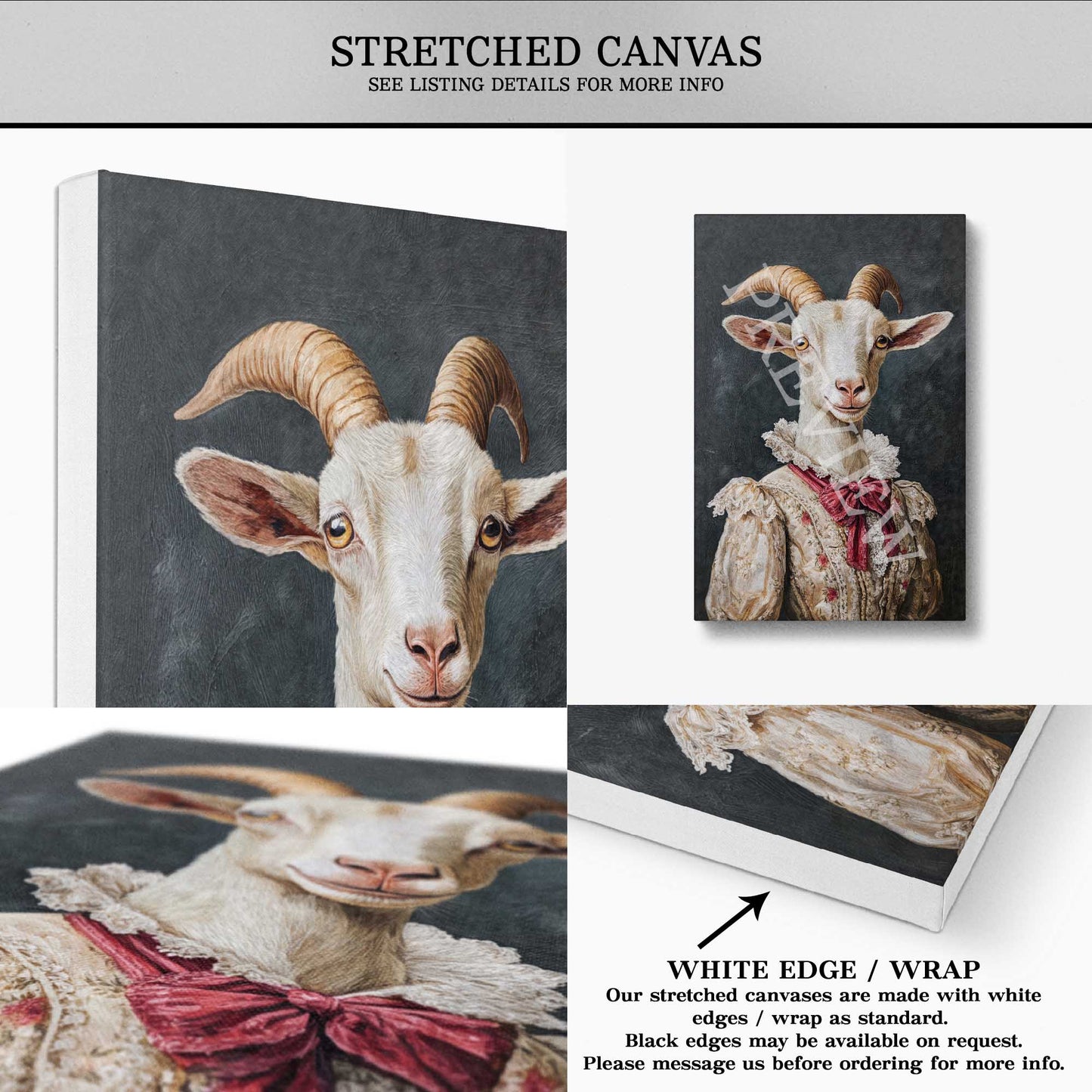Goat Lady Wall Art Stretched Canvas by Vintage Panda Designs