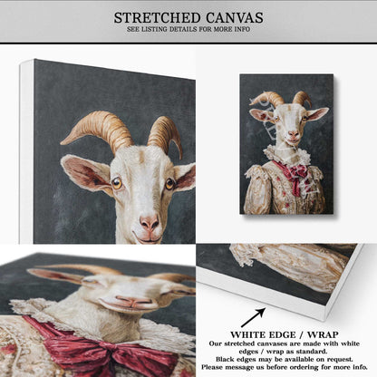 Goat Lady Wall Art Stretched Canvas by Vintage Panda Designs