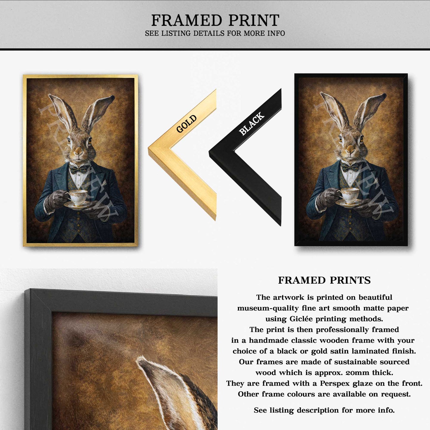 Hare_Drinking_Tea_Framed_Print_by_Vintage_Panda_Designs