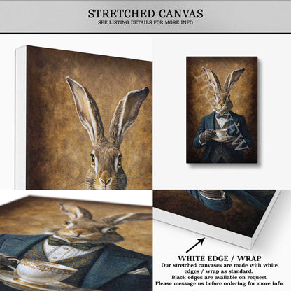 Hare_Drinking_Tea_Stretched_Canvas_by_Vintage_Panda_Designs