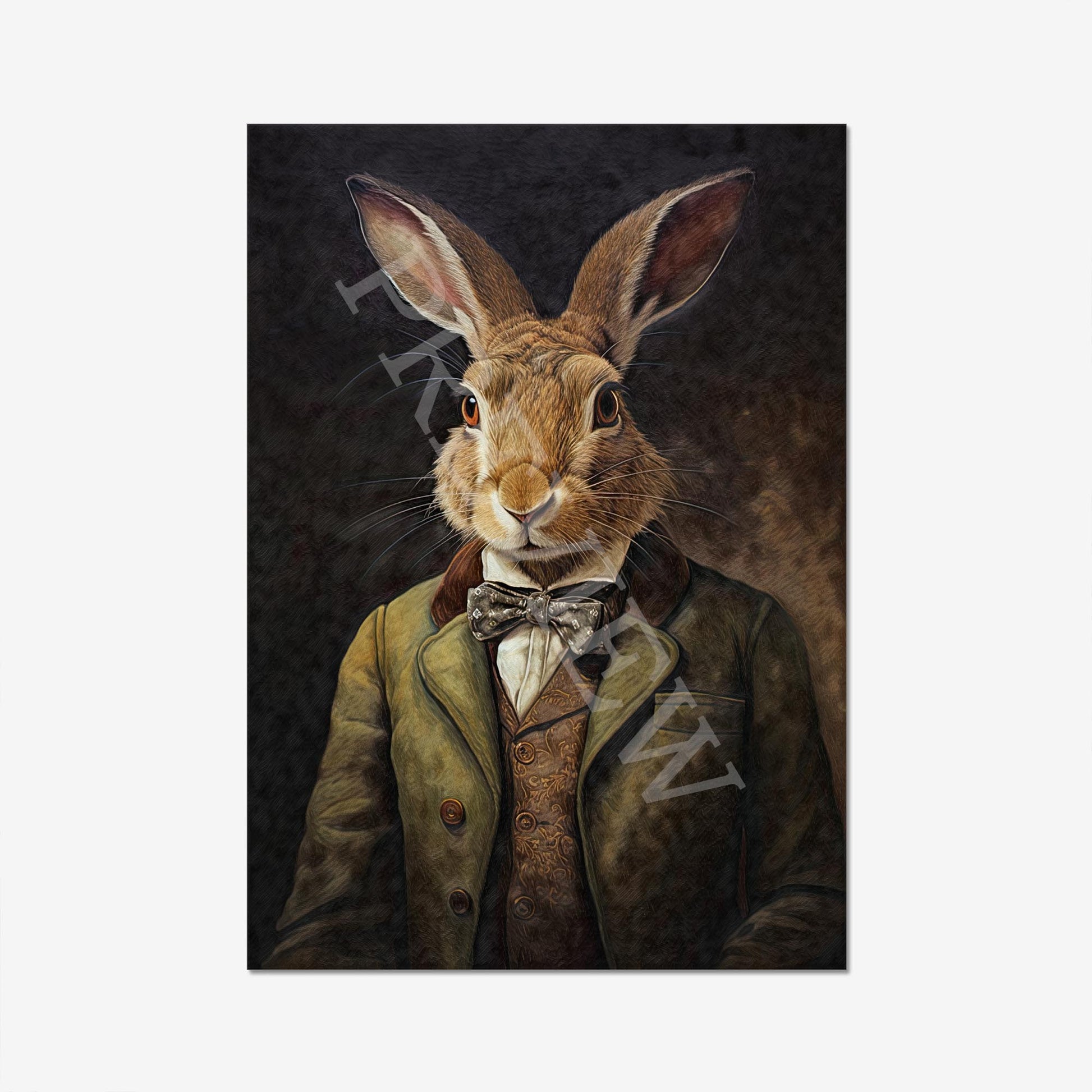 Hare Gentleman Wall Art Print by Vintage Panda Designs