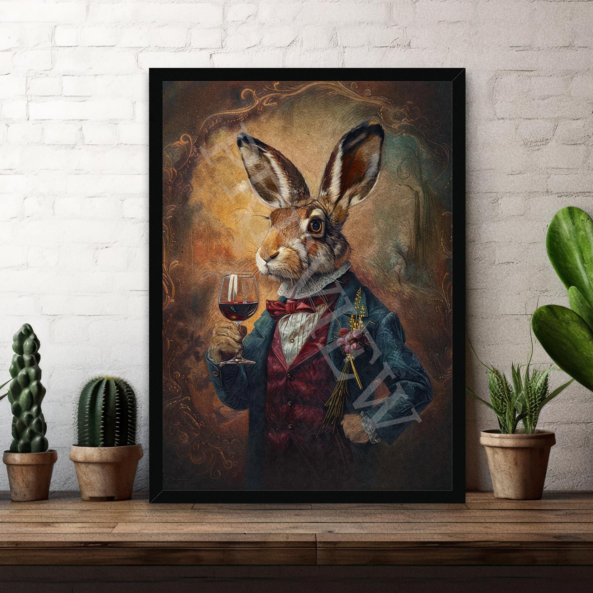 Hare_with_Wine_Portrait_Frame_1_-_Vintage_Panda_Designs