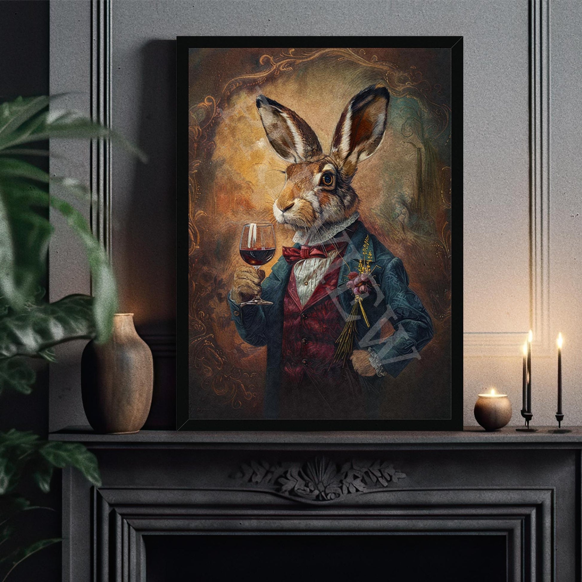 Hare_with_Wine_Portrait_Frame_2_-_Vintage_Panda_Designs
