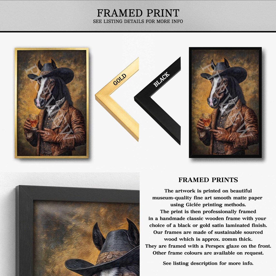 Horse Drinking Bourbon Framed Print - Vintage Panda Designs
