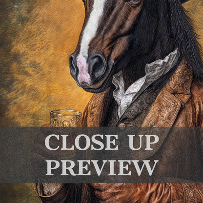 Horse Drinking Bourbon Print Close Up - Vintage Panda Designs