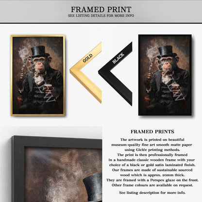 Monkey_Whisky_Pipe_Framed_Print_by_Vintage_Panda_Designs
