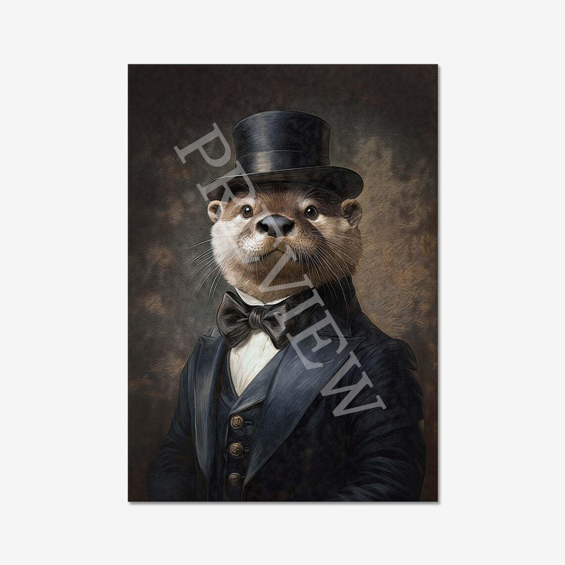 Otter Gentleman Portrait Print by Vintage Panda Designs