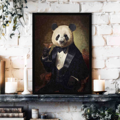 Panda_with_Cocktail_Featured_Image_Black_Frame_-_Vintage_Panda_Designs