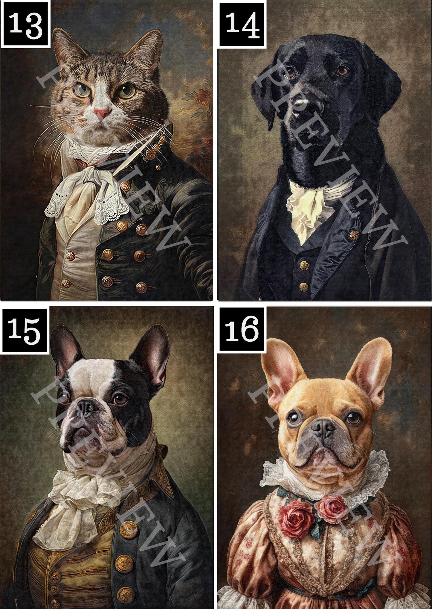custom vintage pet portrait outfit options by Vintage Panda