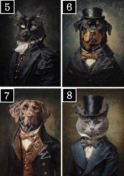custom vintage pet portrait outfit options by Vintage Panda