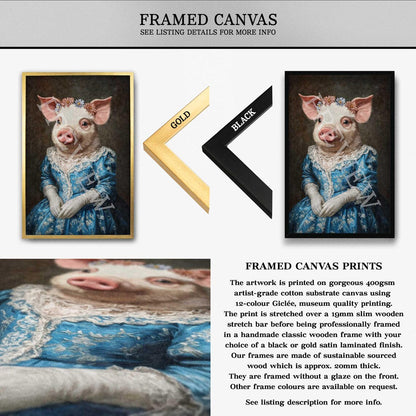 Pig Queen Portrait Wall Art Framed Canvas by Vintage Panda Designs
