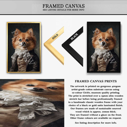 Custom Pet Portrait Wall Art Framed Canvas Options by Vintage Panda Designs