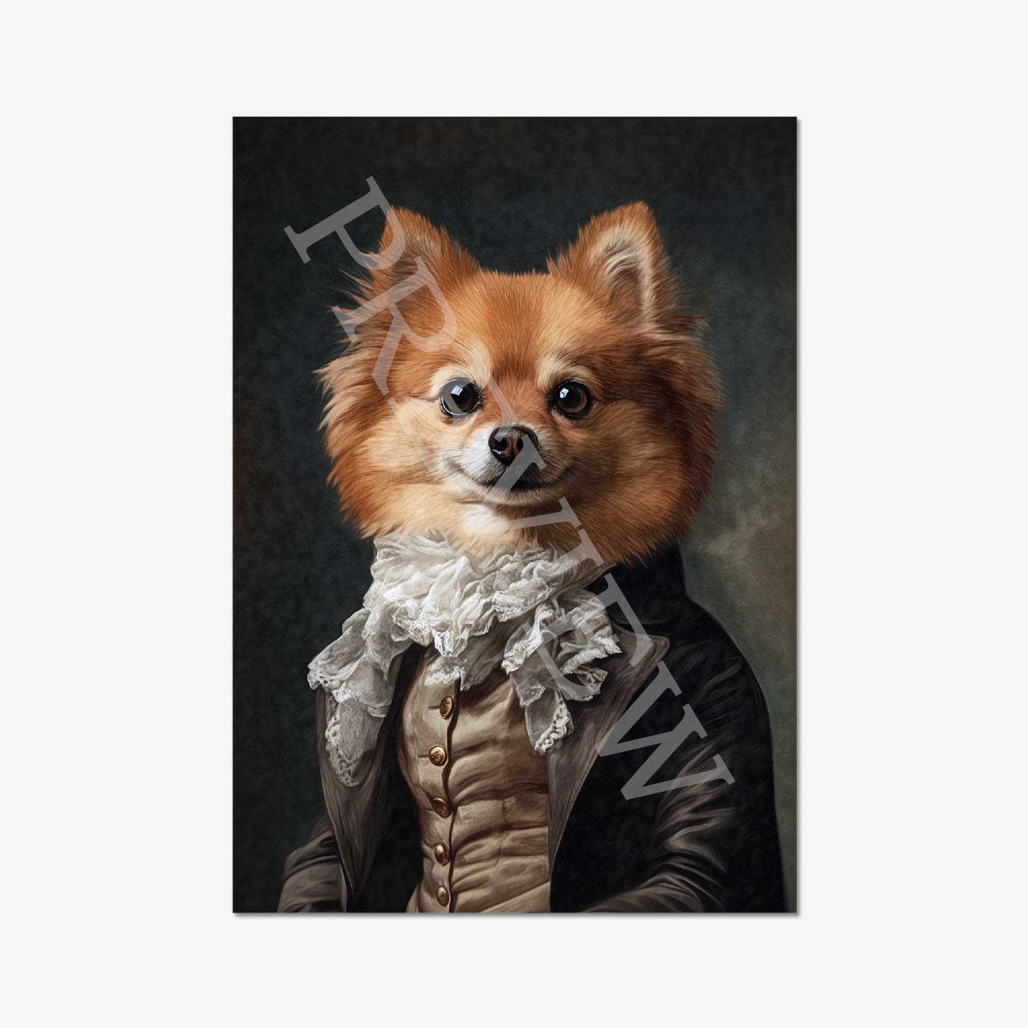 Pomeranian Dog Gentleman Wall Art Print by Vintage Panda Designs