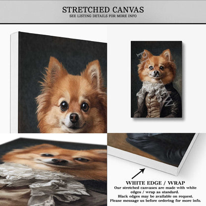 Custom Pet Portrait Wall Art Stretched Canvas by Vintage Panda Designs
