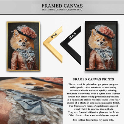 Pomeranian Dog Lady Wall Art Framed Canvas by Vintage Panda Designs