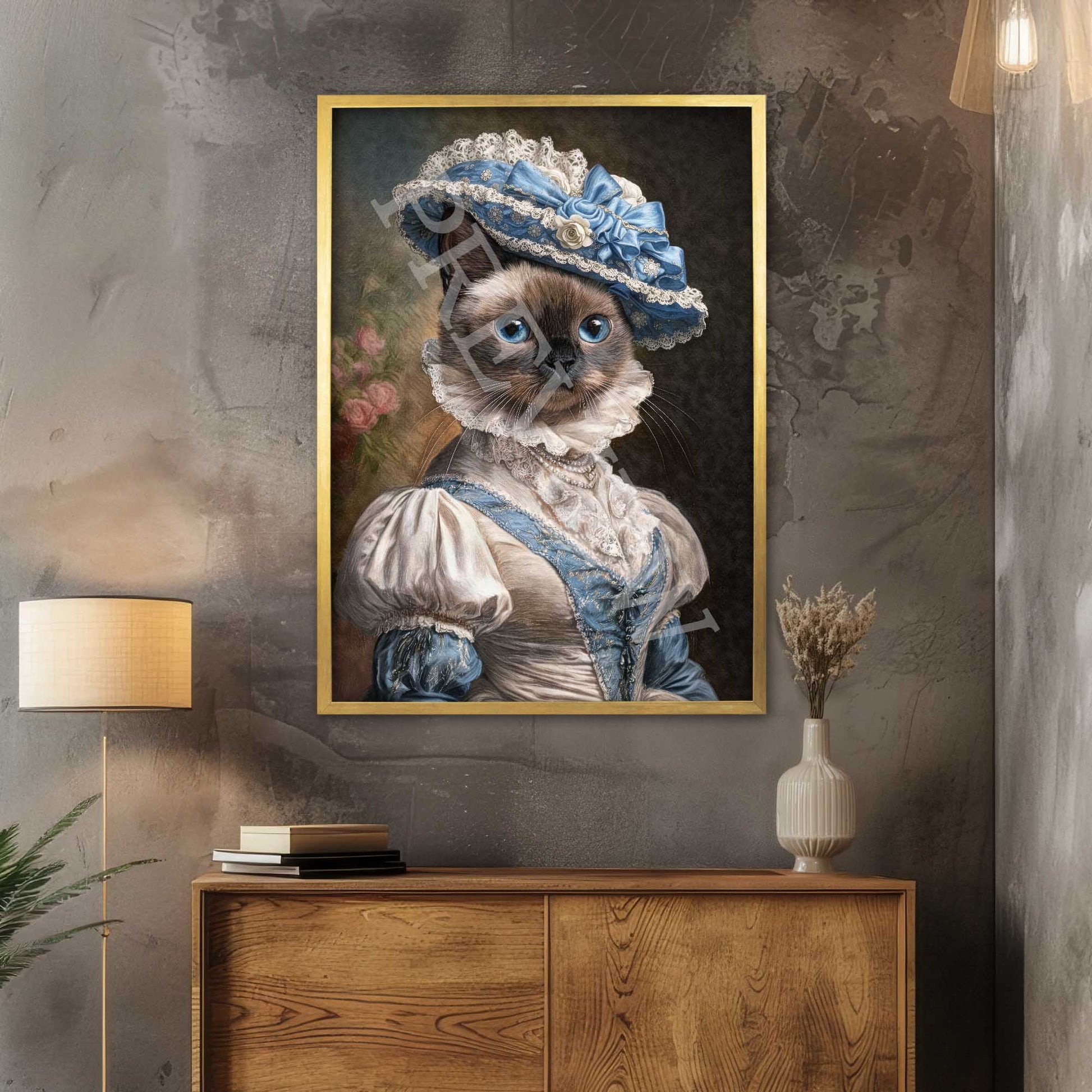 Ragdoll_Cat_Lady_Portrait_Gold_Frame_-_Vintage_Panda_Designs