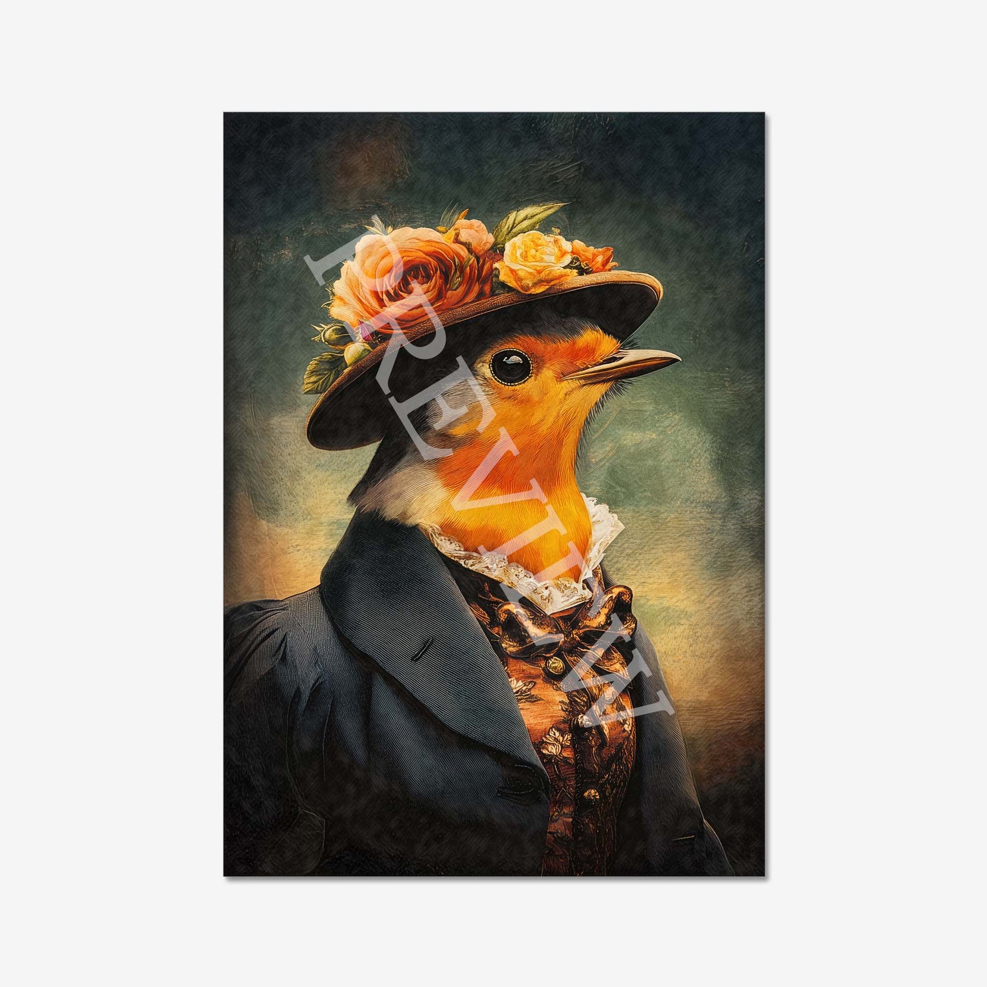 Robin Lady Wall Art Print by Vintage Panda Designs