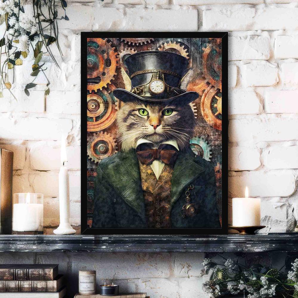 Steampunk_Cat_Featured_Image_Black_Frame_-_Vintage_Panda_Designs