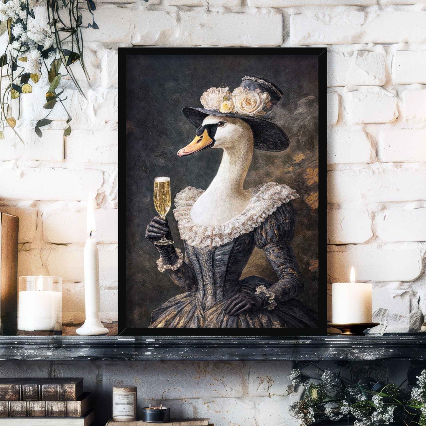 Swan_Lady_Drinking_Champagne_Featured_by_Vintage_Panda_Designs