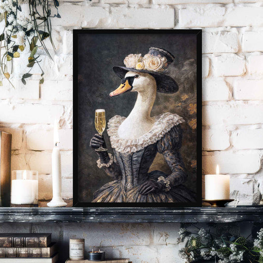 Swan_Lady_Drinking_Champagne_Featured_by_Vintage_Panda_Designs
