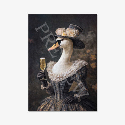Swan_Lady_Drinking_Champagne_Print_Only_Preview_by_Vintage_Panda_Designs