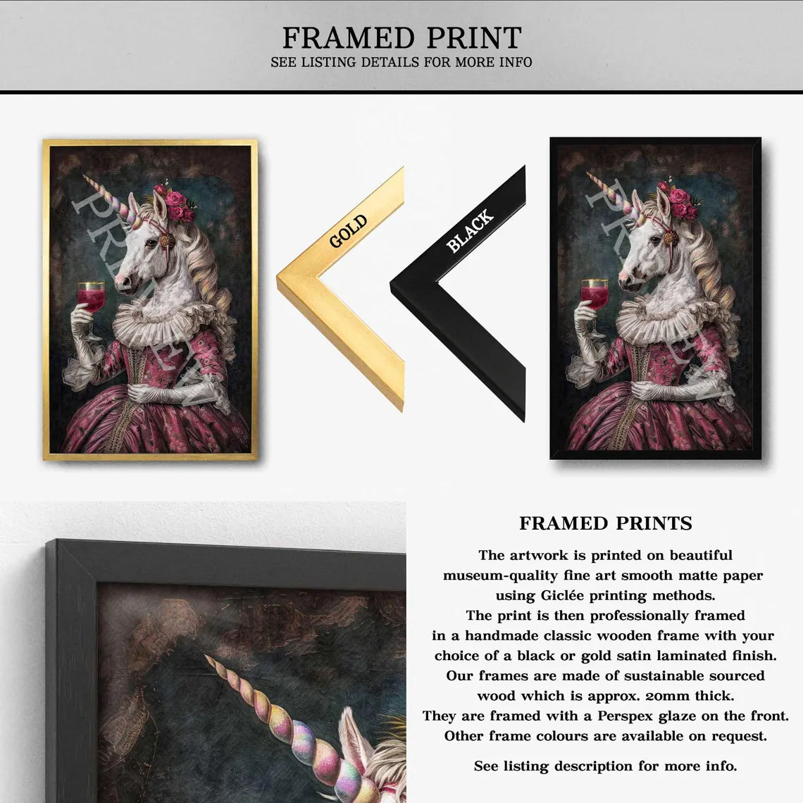 Unicorn_with_Cocktail_Wall_Art_Framed_Print_by_Vintage_Panda_Designs
