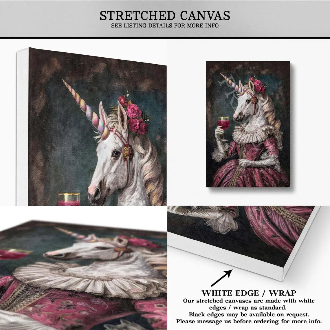 Unicorn_with_Cocktail_Wall_Art_Stretched_Print_by_Vintage_Panda_Designs