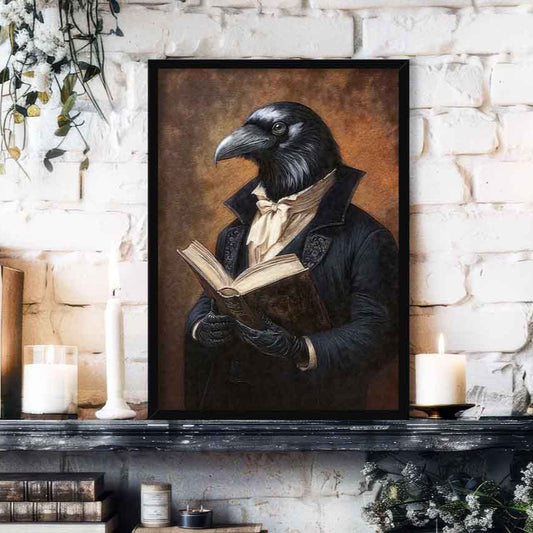 aven Reading Book Print Black Frame by Vintage Panda Designs