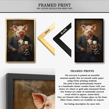 ig Drinking Pint of Beer Framed Print - Vintage Panda Designs