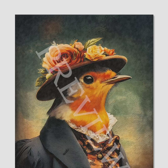 Lady Robin Bird Print - Vintage Panda Designs