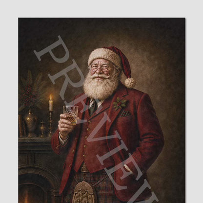Scottish Santa Wall Art Print
