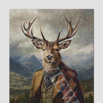 Scottish Stag Portrait - Vintage Panda Designs.