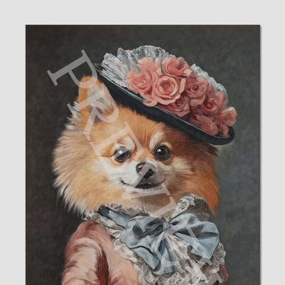 Pomeranian Dog Lady Wall Art Print