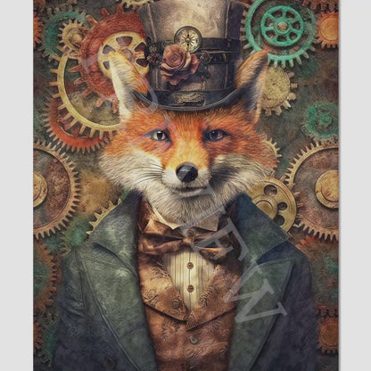 Steampunk Fox Wall Art Print