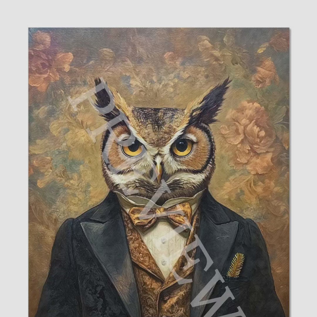 Owl Gentleman - Vintage Panda Designs