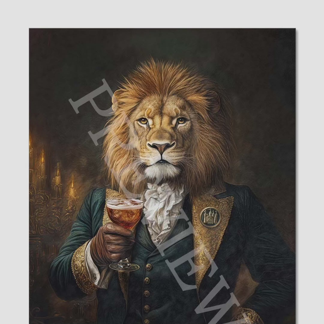 LionwithCognacWhisky-VintagePandaDesigns
