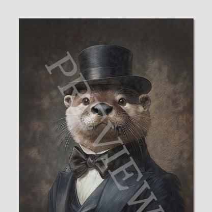 Otter Gentleman Portrait Wall Art Print