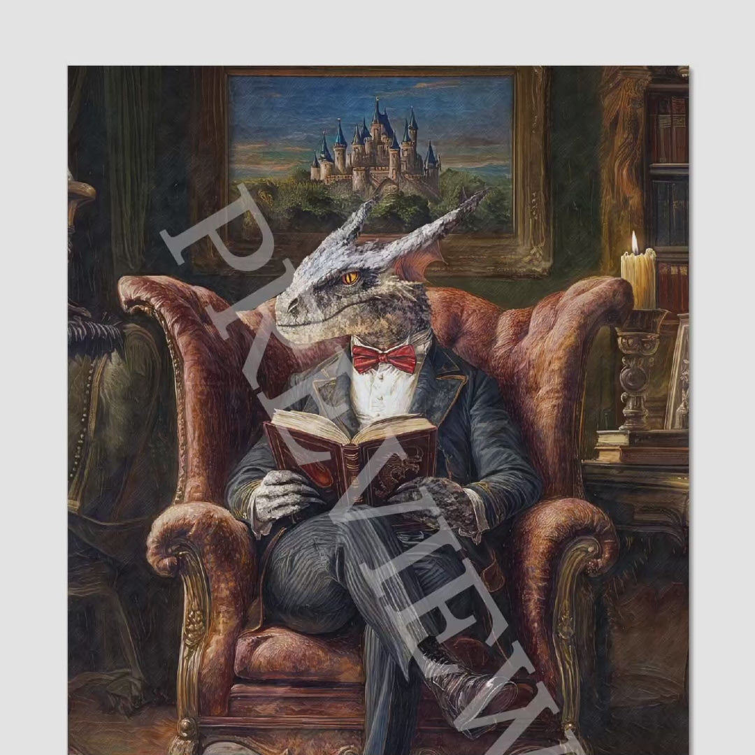 Dragon Reading - Vintage Panda Designs