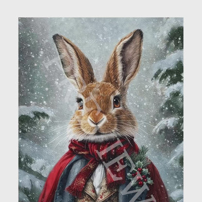 Rabbit Winter Christmas Wall Art Print