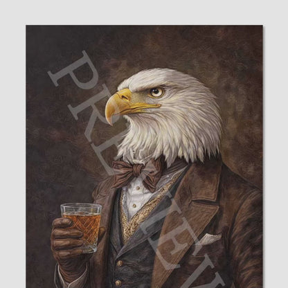 Eagle Drinking Whisky Wall Art Print